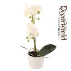 Selyemvirág Phalaenopsis cserépben 45cm fehér