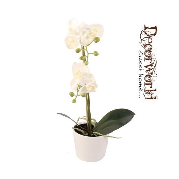 Selyemvirág Phalaenopsis cserépben 45cm fehér