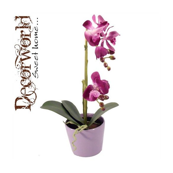 Selyemvirág Phalaenopsis cserépben 45cm lila