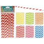 Szívószál papír csíkos 16db/csomag - 6 féle