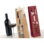   Papírtasak boros "WINE" felirattal papír 9x37x8,5 cm - Natúr