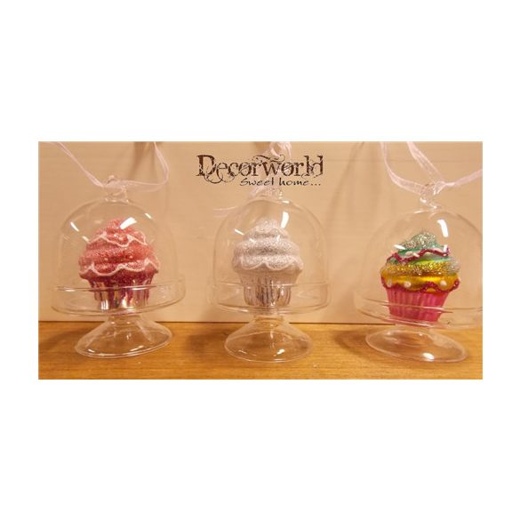 Karácsonyfadísz Sütistál 8x6cm S/3db