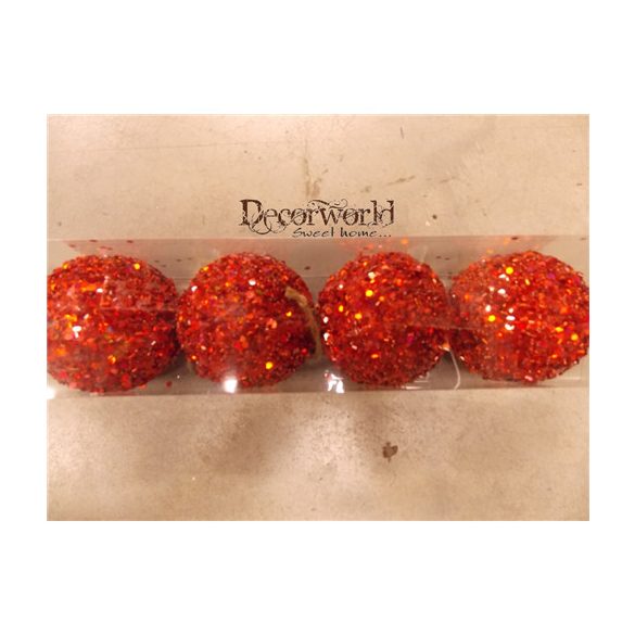 Karácsonyfadísz Gömb Piros S/4db