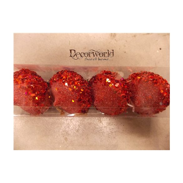 Karácsonyfadísz Lapos Piros S/4db