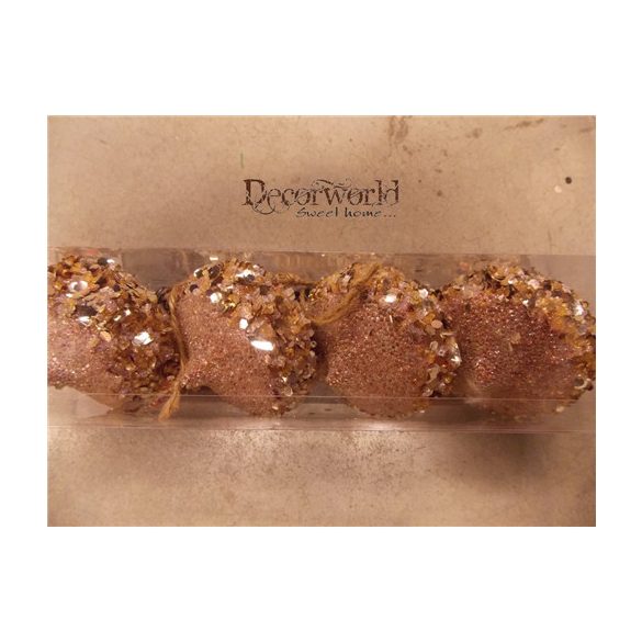 Karácsonyfadísz Lapos Rózsaarany S/4db