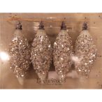 Karácsonyfa dísz Hosszúkás Ezüst S/4db