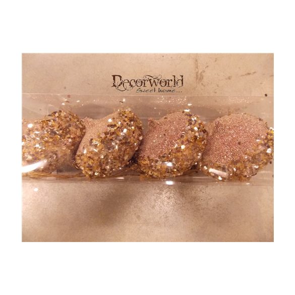 Karácsonyfadísz Lapos Rózsaarany S/4db H:8cm