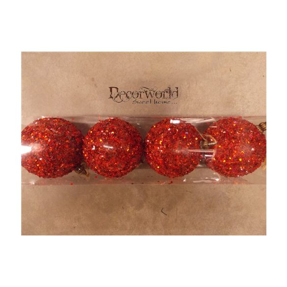 Karácsonyfadísz Gömb 10cm Piros S/4db