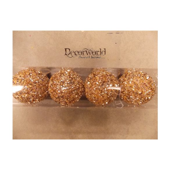 Karácsonyfadísz Gömb 10cm Rózsaarany S/4db