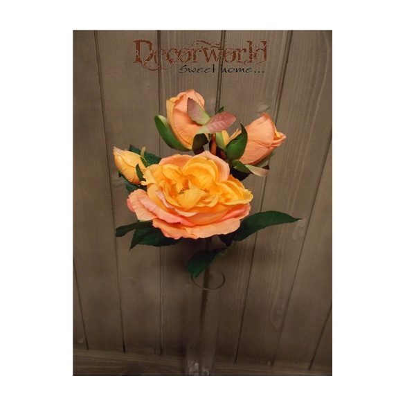 Rózsa szálas 5fej 45cm - Narancssárga