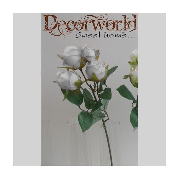 Rózsa ág x5 48cm - Fehér