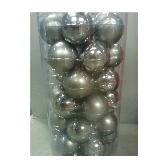 Kd. Gömb üveg ezüst 6cm S/36db