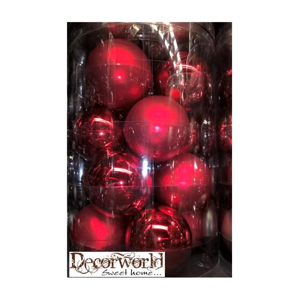 Kd. Gömb üveg piros 8cm S/16db