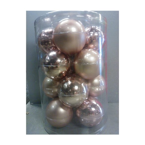 Kd. Gömb üveg rózsaszín 8cm S/16db