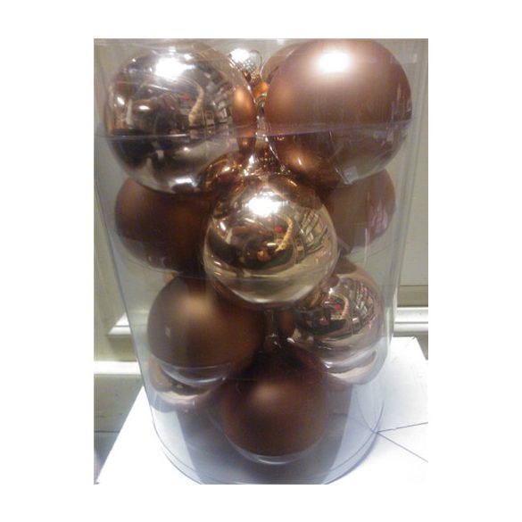 Gömb üveg világos barna 8cm S/16db