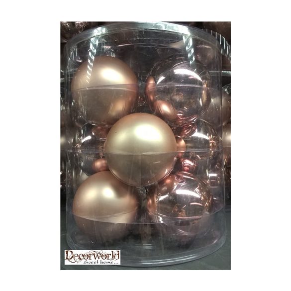 Kd. Gömb üveg rózsaszín 10cm S/12db