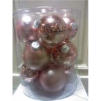 Kd. Gömb üveg pink 10cm S/12db