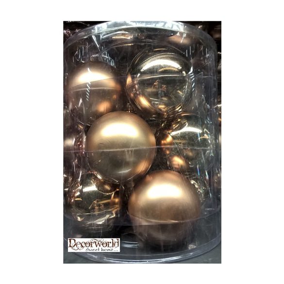 Kd. Gömb üveg világos barna 10cm S/12db