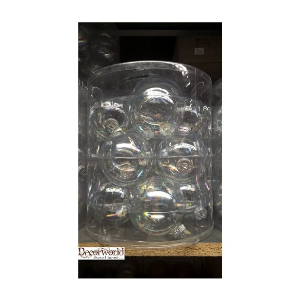 Kd. Gömb üveg irizáló átlátszó 10cm S/12db