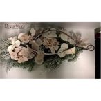 Havas ajtódísz vegyes virágokkal púder 60cm