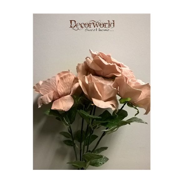 Havas rózsacsokor púder 50cm 5 virág