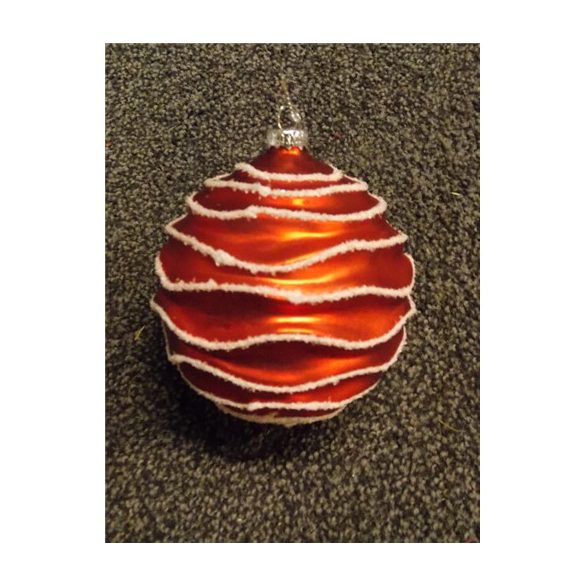 Üveg karácsonyfadísz piros/fehér 10cm