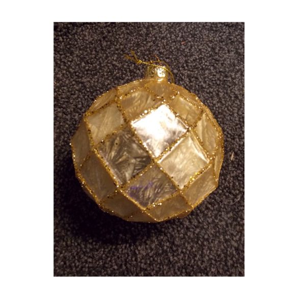 Üveg karácsonyfadísz arany/glitteres 8cm