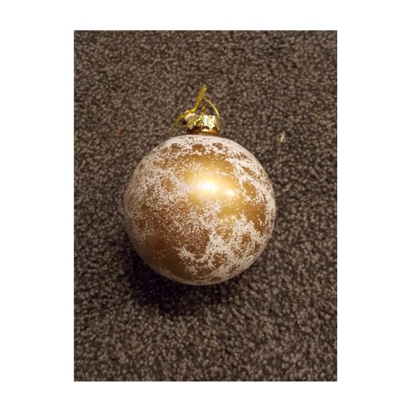 Üveg karácsonyfadísz bronz/havas 8cm