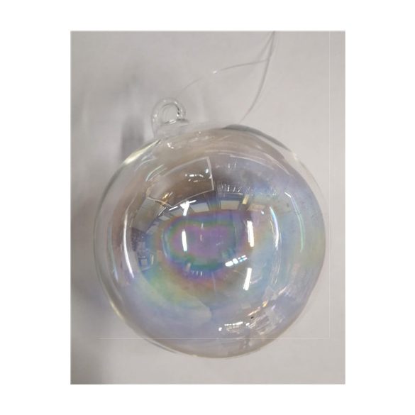 Szivárványos áttetsző üveg gömb S/6 8cm
