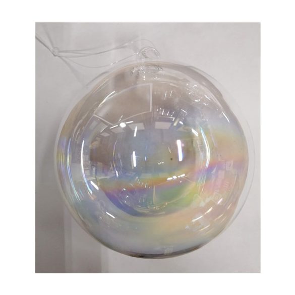Szivárványos átlátszó üveg gömb S/4 10cm