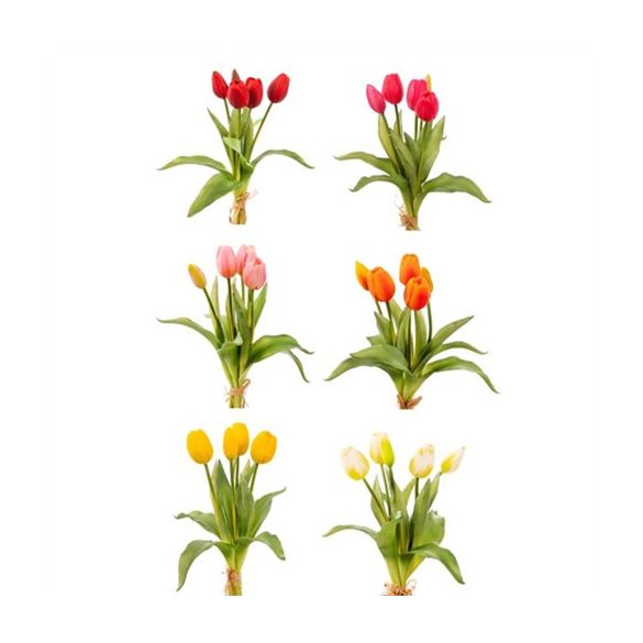 Tulipán selyemvirág csokor 35cm műanyag - 6 féle