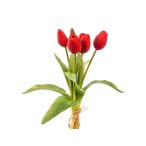 Tulipán selyemvirág csokor 35 cm műanyag - Piros