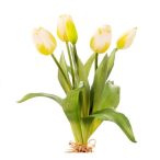 Tulipán selyemvirág csokor 35cm műanyag - Fehér