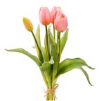 Tulipán selyemvirág csokor 35 cm műanyag - Rózsaszín