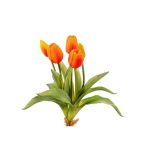 Tulipán selyemvirág csokor 35cm műanyag - Narancs