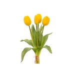 Tulipán selyemvirág csokor 35cm műanyag - Sárga