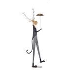 Szarvas esernyővel álló fém 106cm - Szürke/fekete