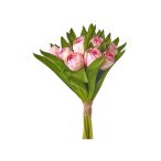 Selyemvirág tulipán csokor 40cm - Rózsaszín