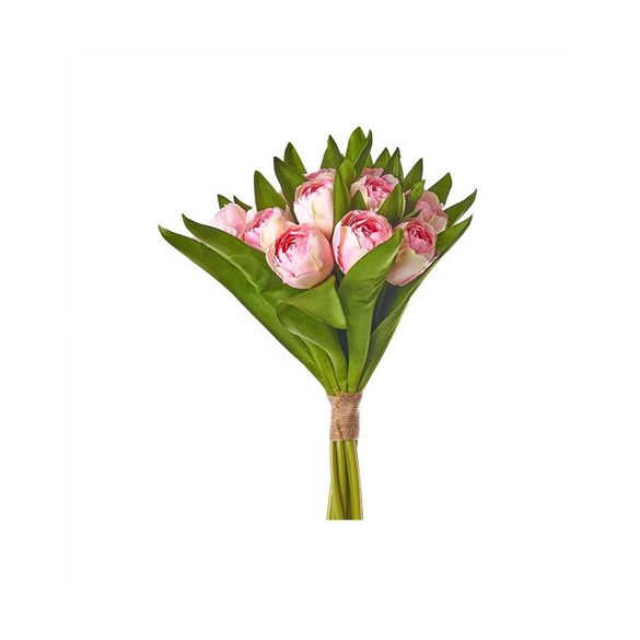 Selyemvirág tulipán csokor 40cm - Rózsaszín