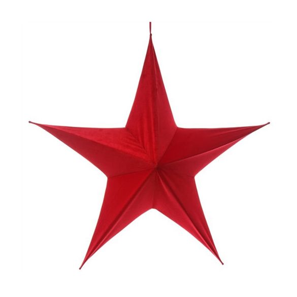 Csillag akasztós bársony 40cm - Piros