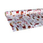   Csomagoló tekercs textil szarvassal 51cm x 9m - Natúr/piros/fehér