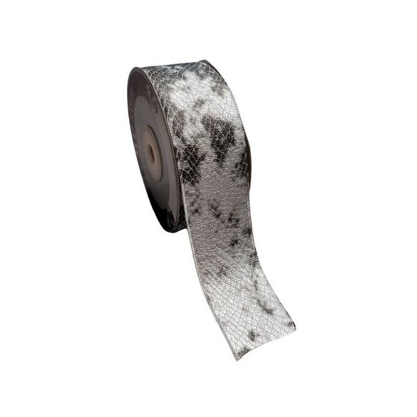 Szalag textil bőrhatású 40mm x 10m Nastro Etnico Rettil - Ezüst