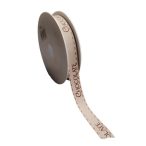   Szalag textil "CHOCOLATE" felirattal 12mm x 25m - Világosbarna