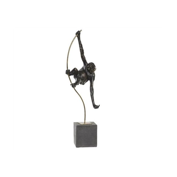 Figura majom poly, 18x11x59cm - Fekete/arany