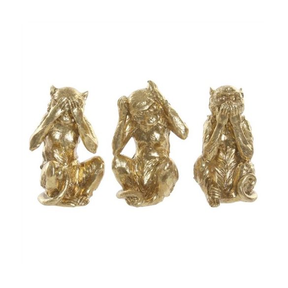 Figura majom poly 13x11x19,5cm - Arany 3 féle