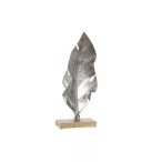 Figura levél aluminium fa talpon 18x8x44cm - Ezüst