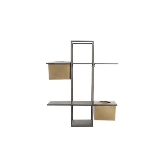 Polc kaspóval fém 50x16x60cm - Fekete