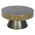 Dohányzóasztal fém 75x75x 38 cm - Fekete-arany