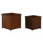 Kaspó szett szögletes fém 24x24x24cm - Barna S/2