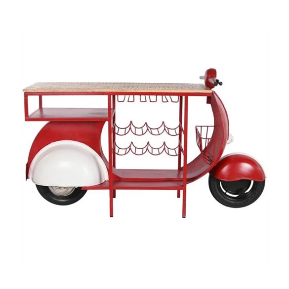 Bortartó motor fém 165x60x100cm - Piros